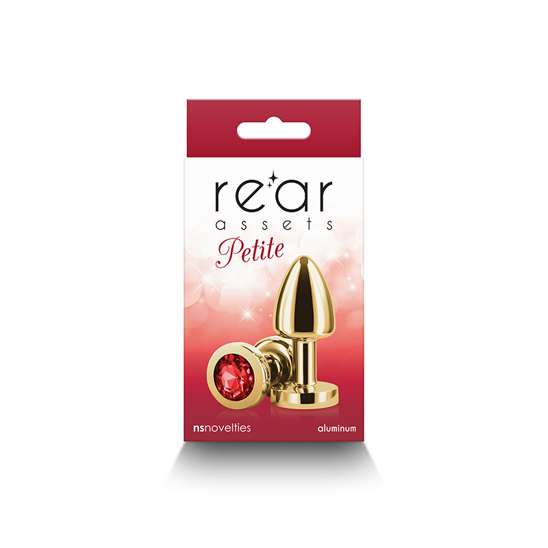 Rear Assets Petite - Gold with Red Gem - Gold 6 cm Metal Butt Plug with Red Round Gem Base NS Novelties