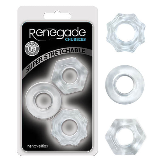 Renegade Chubbies - Clear Cock Rings - Set of 3 Ns Novelties