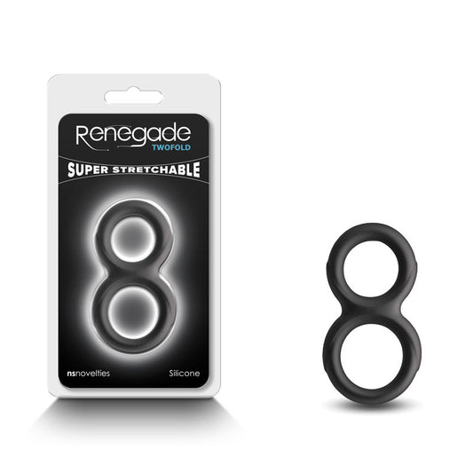 Renegade Twofold - Black - Black Cock & Balls Rings Black - Club X