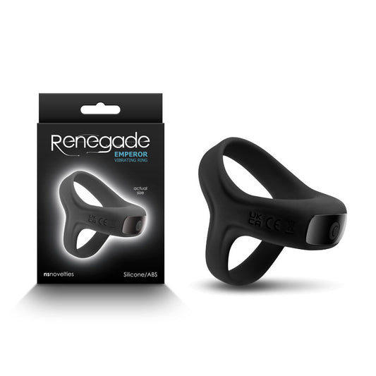 Renegade Emperor - Black - Black USB Rechargeable Vibrating Cock & Ball Rings Black - Club X