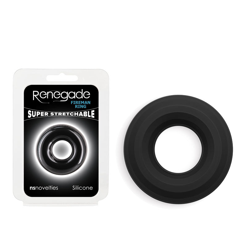 Renegade Fireman Ring - Small - Black - Black Small Cock Ring Black - Club X