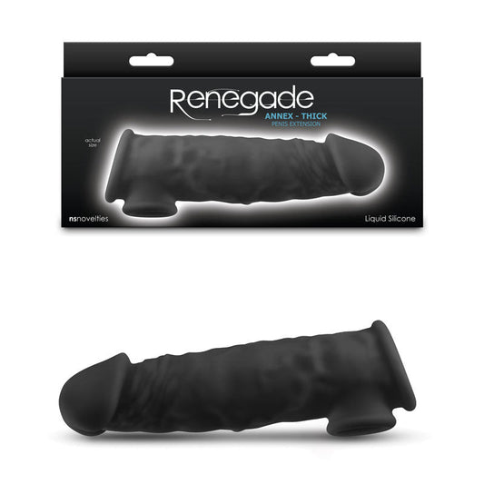 Renegade Annex - Thick - Black - Black 18.6 cm Penis Extender Sleeve NS Novelties