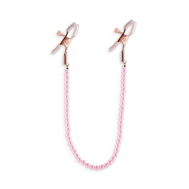 Bound DC1 Alligator Style with Pink Pearl Chain Nipple Clamps - Club X