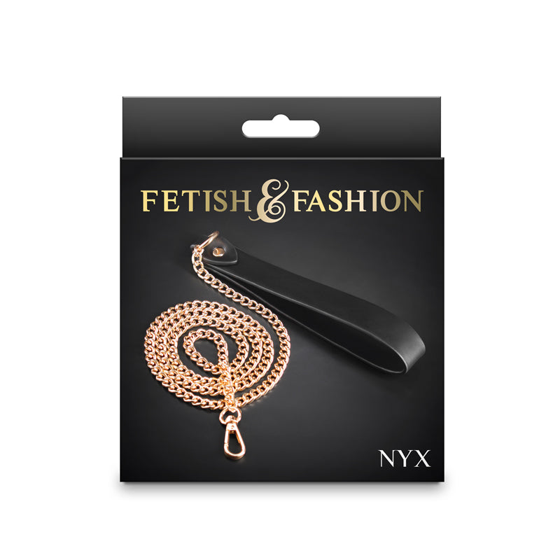 Fetish & Fashion - Nyx Leash - Black/Gold Leash Black - Club X