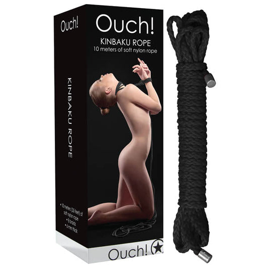 Ouch Kinbaku Rope - Black - 10 metre Length Shots Toys