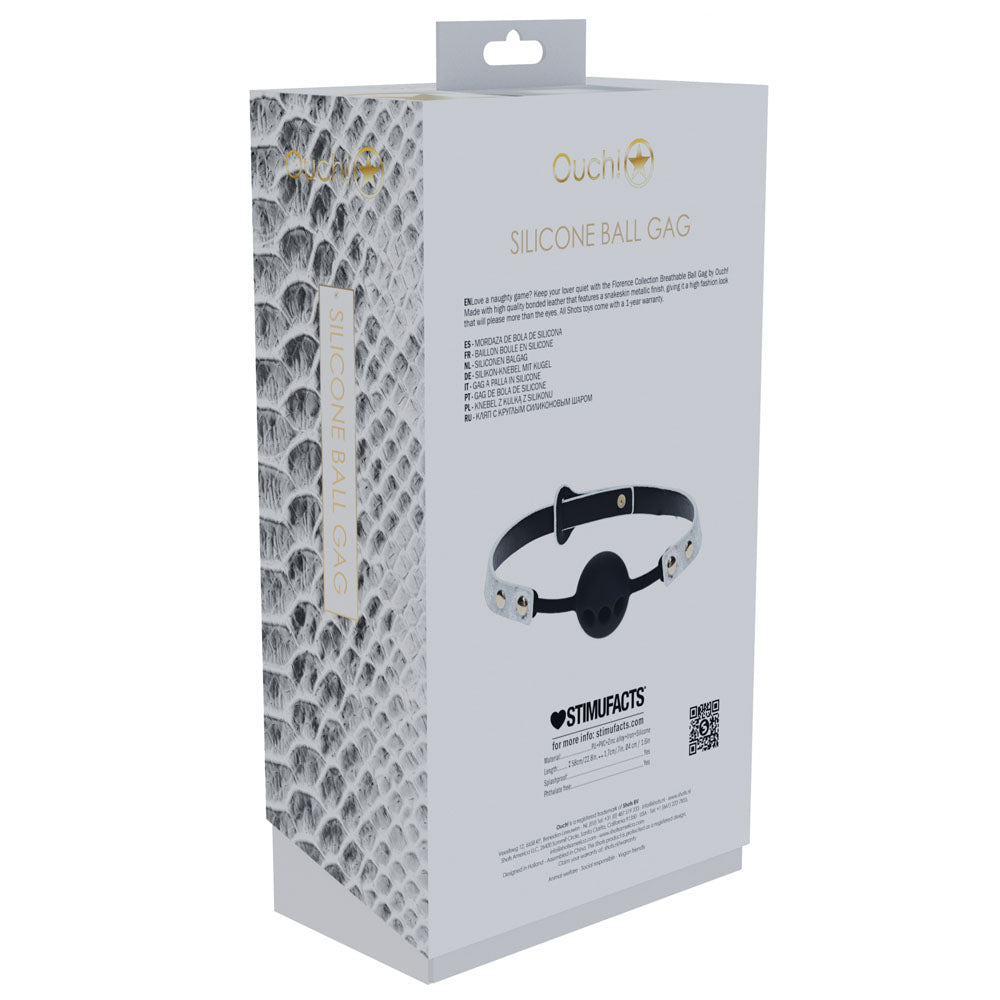 OUCH! Florence Collection - Silicone Ball Gag - White Breathable Mouth Restraint Shots Toys