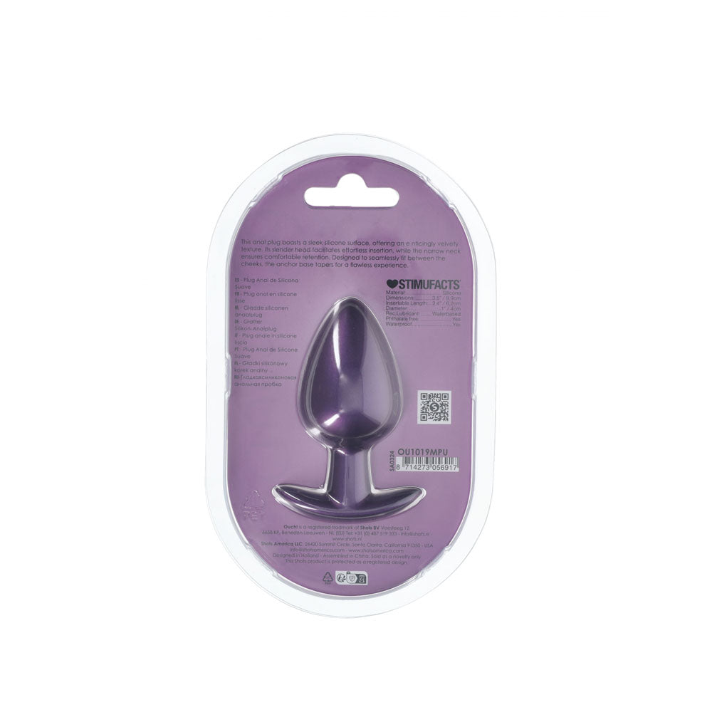 OUCH! Anal Plug - Large - Metallic Purple - Metallic Purple 8.9 cm Large Butt Plug Shots Toys