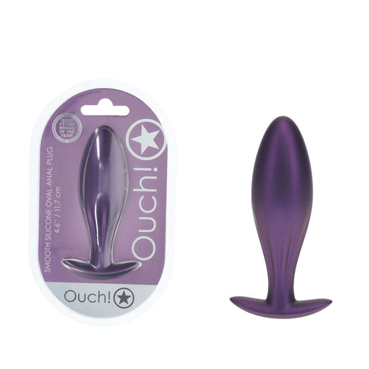 OUCH! Oval Anal Plug - Metallic Purple - Metallic Purple 11.7 cm Butt Plug Shots Toys