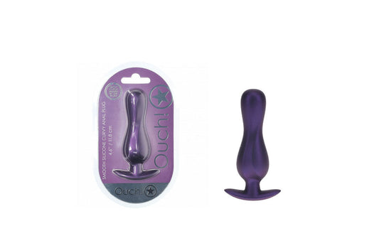 OUCH! Curvy Anal Plug - Metallic Purple - Metallic Purple 11.7 cm Butt Plug Shots Toys