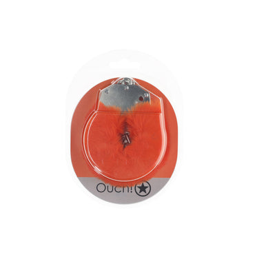 OUCH! Heavy-Duty Fluffy Cuffs - Orange - Orange Fluffy Restraints Shots Toys