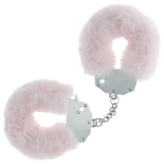 OUCH! Heavy-Duty Fluffy Cuffs - Powder Pink - Powder Pink Fluffy Restraints Shots Toys