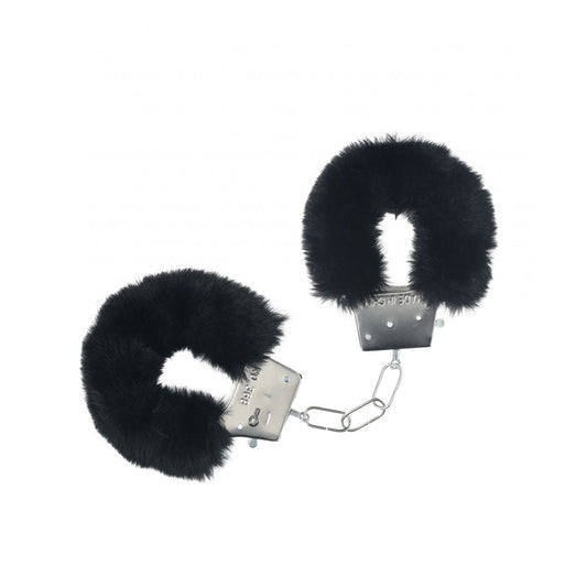 OUCH! Classic Fluffy Cuffs - Black - Black Fluffy Restraints Shots Toys