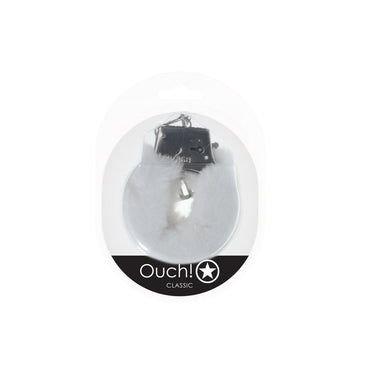 OUCH! Classic Fluffy Cuffs - White - White Fluffy Restraints Shots Toys