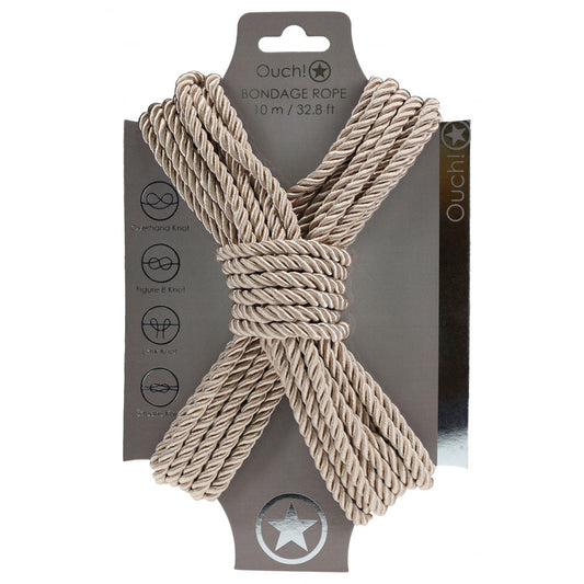 OUCH! Bondage Rope - 10 M - Gold - Gold Nylon Bondage Rope - 10 metre Length Gold  - Club X