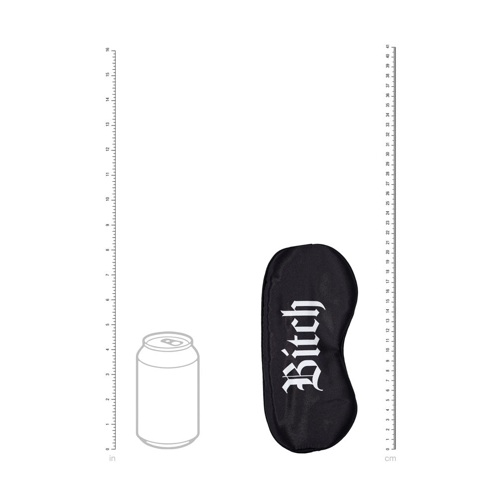 OUCH! Satin Mask - Bitch - Black Printed Eye Mask Shots Toys