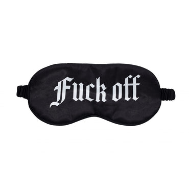 OUCH! Satin Mask - Fuck Off - Black Printed Eye Mask Shots Toys