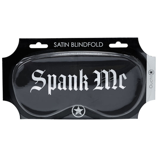 OUCH! Satin Mask - Spank Me - Black Printed Eye Mask Shots Toys