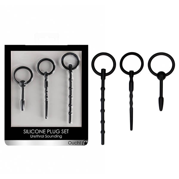 OUCH! Urethral Sounding Plug Set - Black - Set of 3 Sizes Shots Toys
