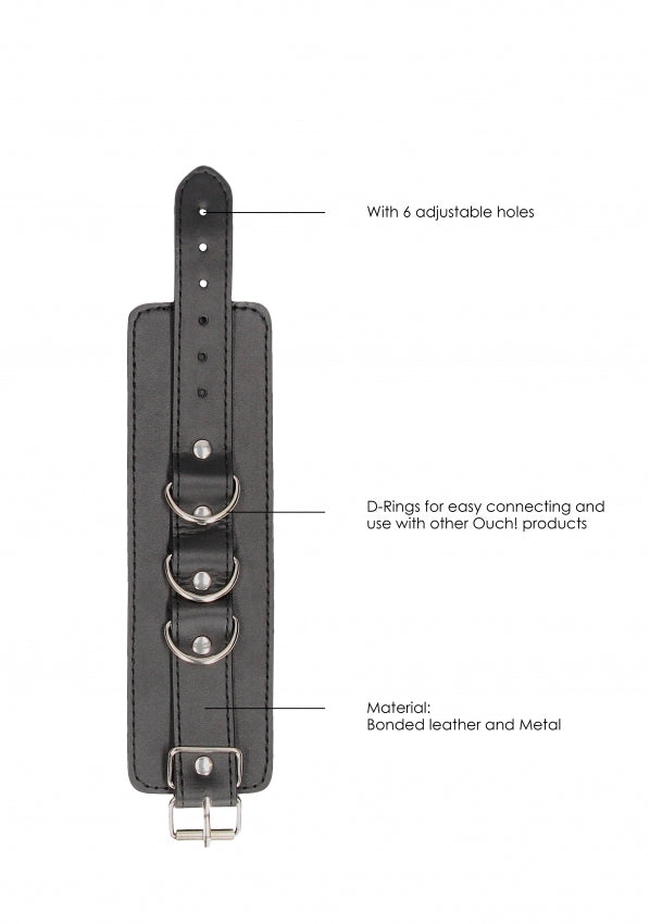 Ouch Black & White Bonded Leather Wrist or Ankle Cuffs - Club X