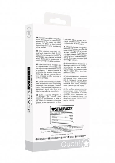 Ouch Black & White Subjugation Mask - Club X