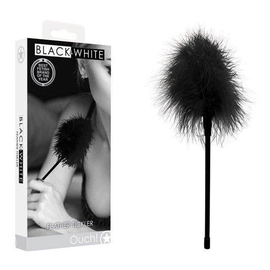 OUCH! Black & White Feather Tickler - Black Feather Crop Black - Club X