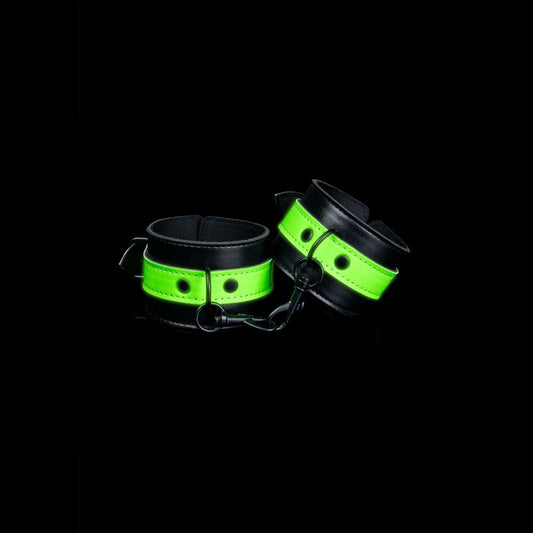 OUCH! Glow In The Dark Handcuffs - Black/Glow In Dark Restraints Black - Club X