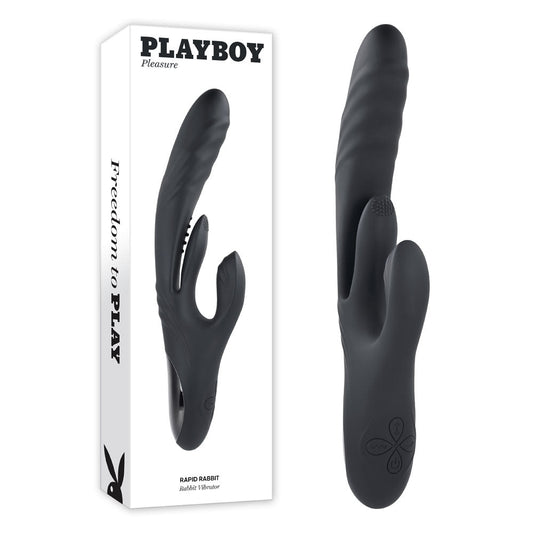 Playboy Pleasure RAPID RABBIT - Black 26.4 cm USB Rechargeable Rabbit Vibrator Playboy Pleasure
