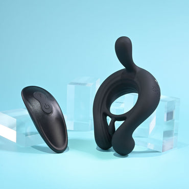 Playboy Pleasure TRIPLE PLAY - Black USB Rechargeable Cock Ring with Wireless Remote Playboy Pleasure