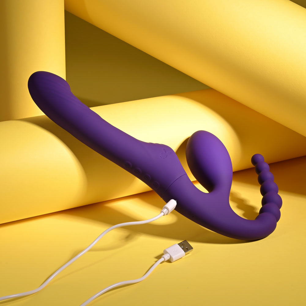 Playboy Pleasure HUG IT OUT - Purple 29 cm USB Rechargeable Strapless Strap-On Playboy Pleasure