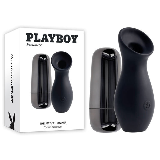 Playboy Pleasure THE JET SET - SUCKER - Black 10.3 cm Sucking Stimulator with Rechargeable Charging Case Playboy Pleasure