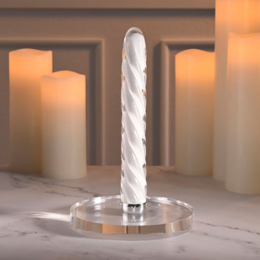 Playboy Pleasure IN A TWIST - White Glass 17.5 cm USB Rechargeable Vibrator Playboy Pleasure