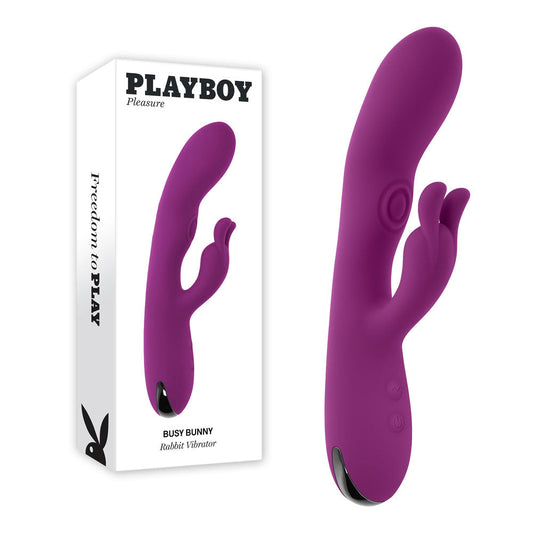 Playboy Pleasure BUSY BUNNY - Purple 22.6 cm USB Rechargeable Rabbit Vibrator with Tapping Shaft Playboy Pleasure