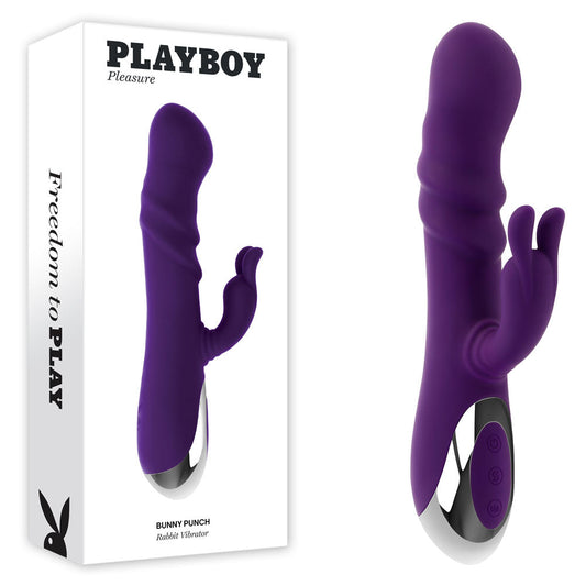 Playboy Pleasure BUNNY PUNCH - Purple 24.4 cm USB Rechargeable Twirling Rabbit Vibrator Playboy Pleasure