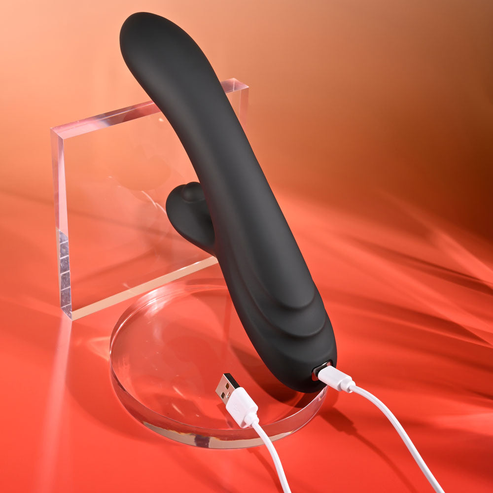 Playboy Pleasure AUREUS - Black 22.7 cm USB Rechargeable Rabbit Vibrator with Internal Flicker Playboy Pleasure