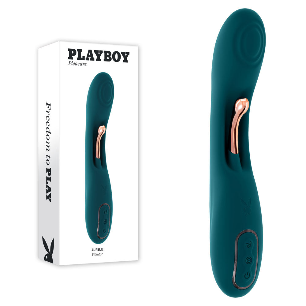 Playboy Pleasure AURELIE - Green 22.7 cm USB Rechargeable Vibrator with Internal Flicker Green - Club X