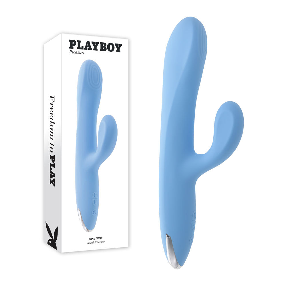 Playboy Pleasure UP AND AWAY - Blue 26.7 cm USB Rechargeable Rabbit Vibrator Playboy Pleasure
