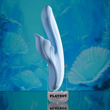 Playboy Pleasure IN BLOOM - Blue 23.5 cm USB Rechargeable Thrusting Tapping & Heating Dual Vibrator Playboy Pleasure