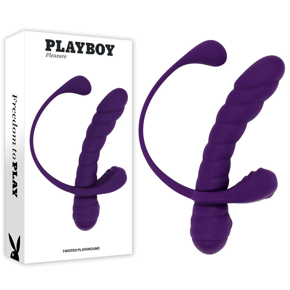 Playboy Pleasure TWISTED PLAYGROUND - Purple USB Rechargeable Vibrator and Cock Ring Kit Purple - Club X