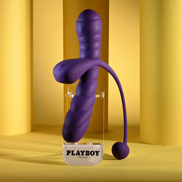 Playboy Pleasure TWISTED PLAYGROUND - Purple USB Rechargeable Vibrator and Cock Ring Kit Playboy Pleasure