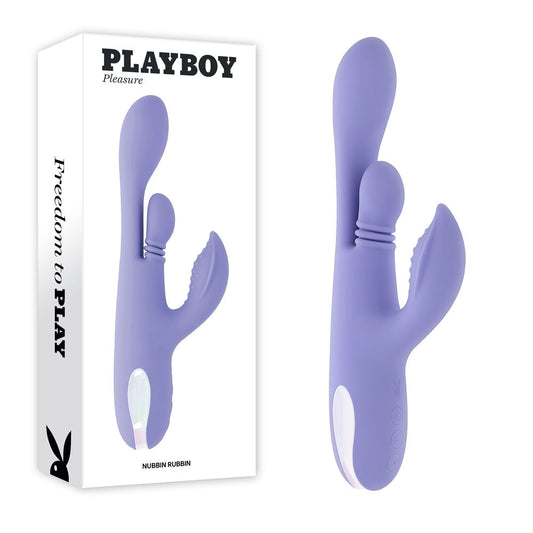 Playboy Pleasure NUBBIN RUBBIN - Purple 24.1 cm USB Rechargeable Thrusting Rabbit Vibrator Playboy Pleasure