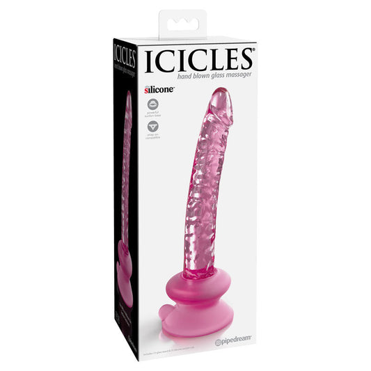 Icicles #86 - Pink 17 cm Glass Dong with Suction Base Pipedream