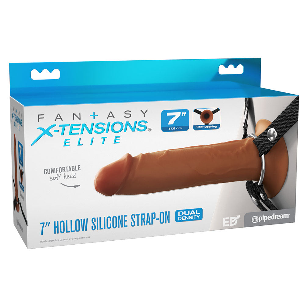 FX Elite 7'' Silicone Hollow Strap-On - Tan - Tan 17.8 cm Hollow Strap-On Tan - Club X