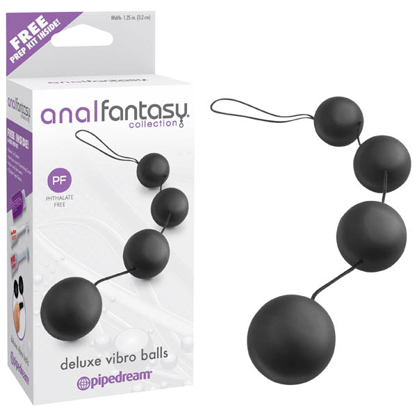 Anal Fantasy Collection Deluxe Vibro Balls - Black Anal Duo Balls Pipedreams