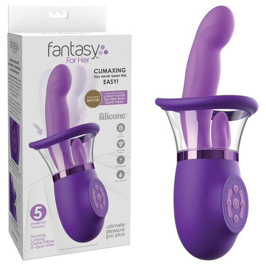 Fantasy For Her Ultimate Pleasure Pro Plus - Purple USB Rechargeable Sucking Licking & Flicking Vibrator Pipedream
