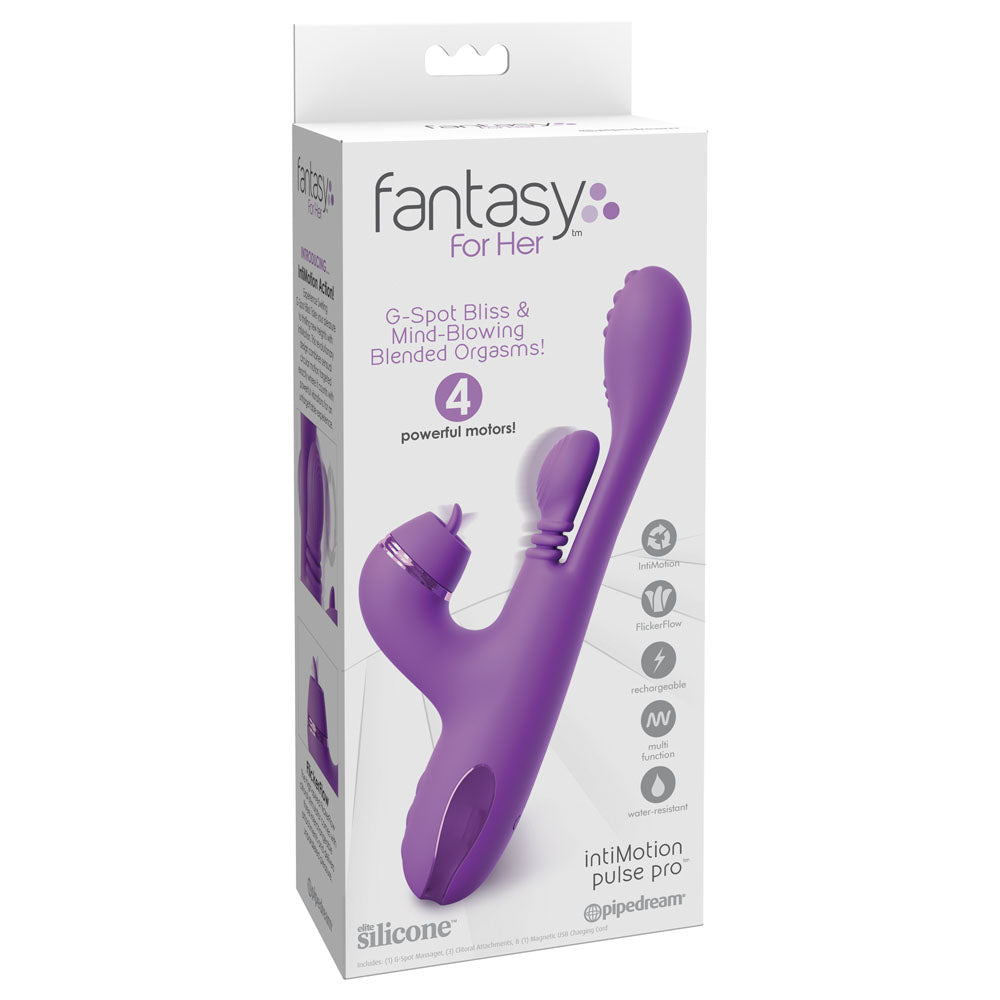 Fantasy For Her IntiMotion Pulse Pro - Purple 24 cm USB Rechargeable Swirling & Flicking Rabbit Vibrator Pipedream