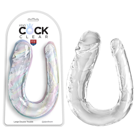 King Cock Clear Large Double Trouble - Clear Large Double Penetration Dong Clear - Club X
