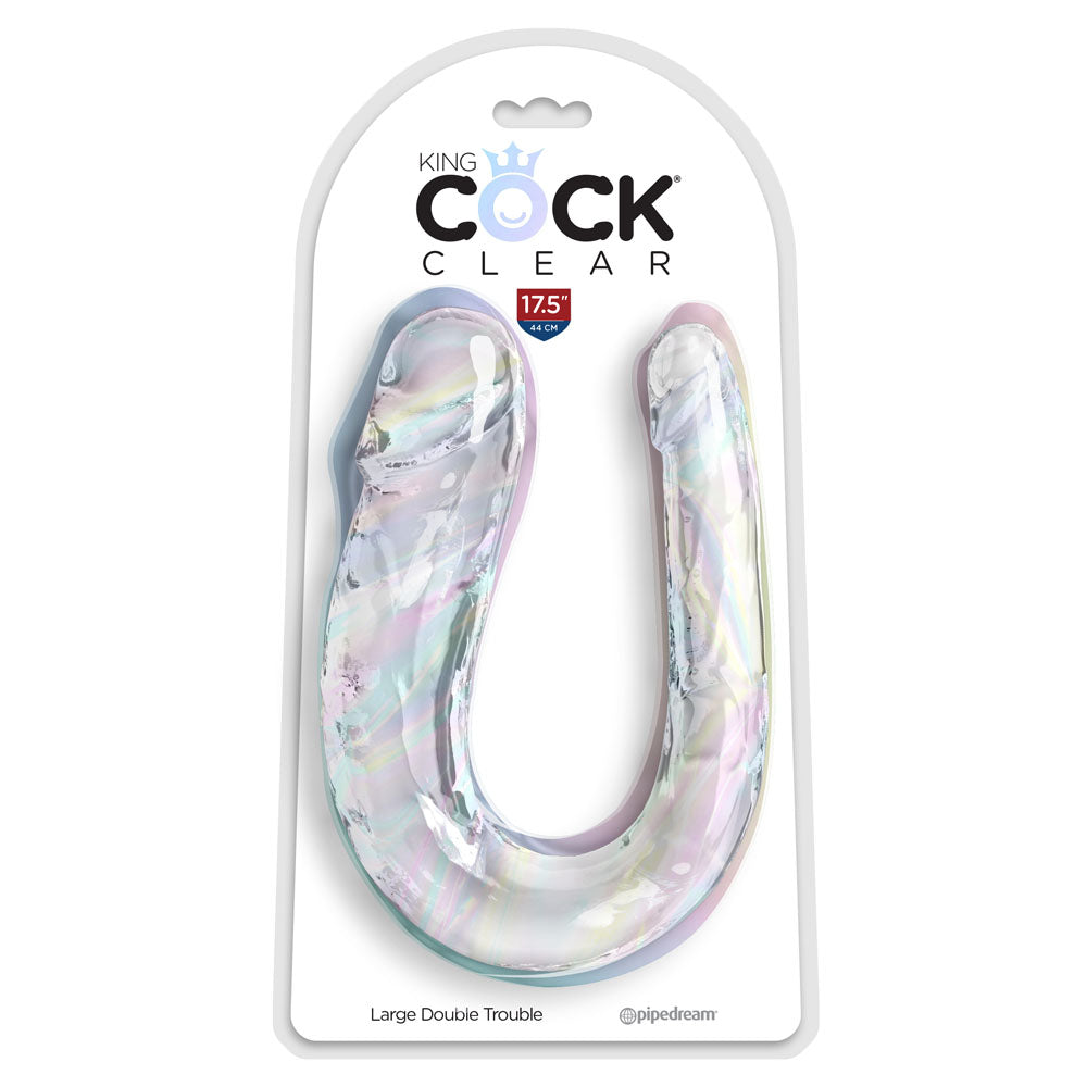King Cock Clear Large Double Trouble - Clear Large Double Penetration Dong Pipedream
