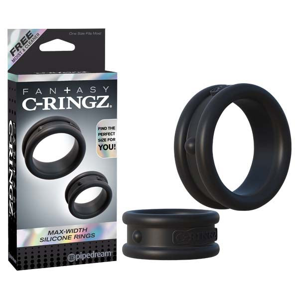 Fantasy C-Ringz Max Width Silicone Rings - Black Cock Rings - Set of 2 Pipedreams
