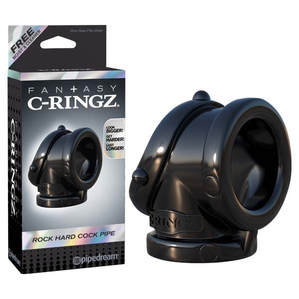 Fantasy C-ringz Rock Hard Cock Pipe - Black Cock & Ball Rings Pipedreams
