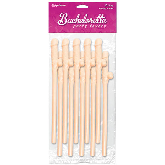 Bachelorette Party Favors - Dicky Sipping Straws - Flesh Straws - Set of 10 Pipedreams